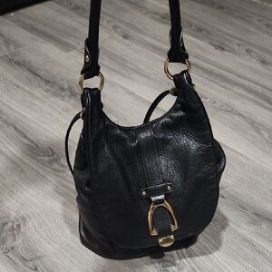 G.I.L.I Black Supple Pebbled Leather Backpack Purse